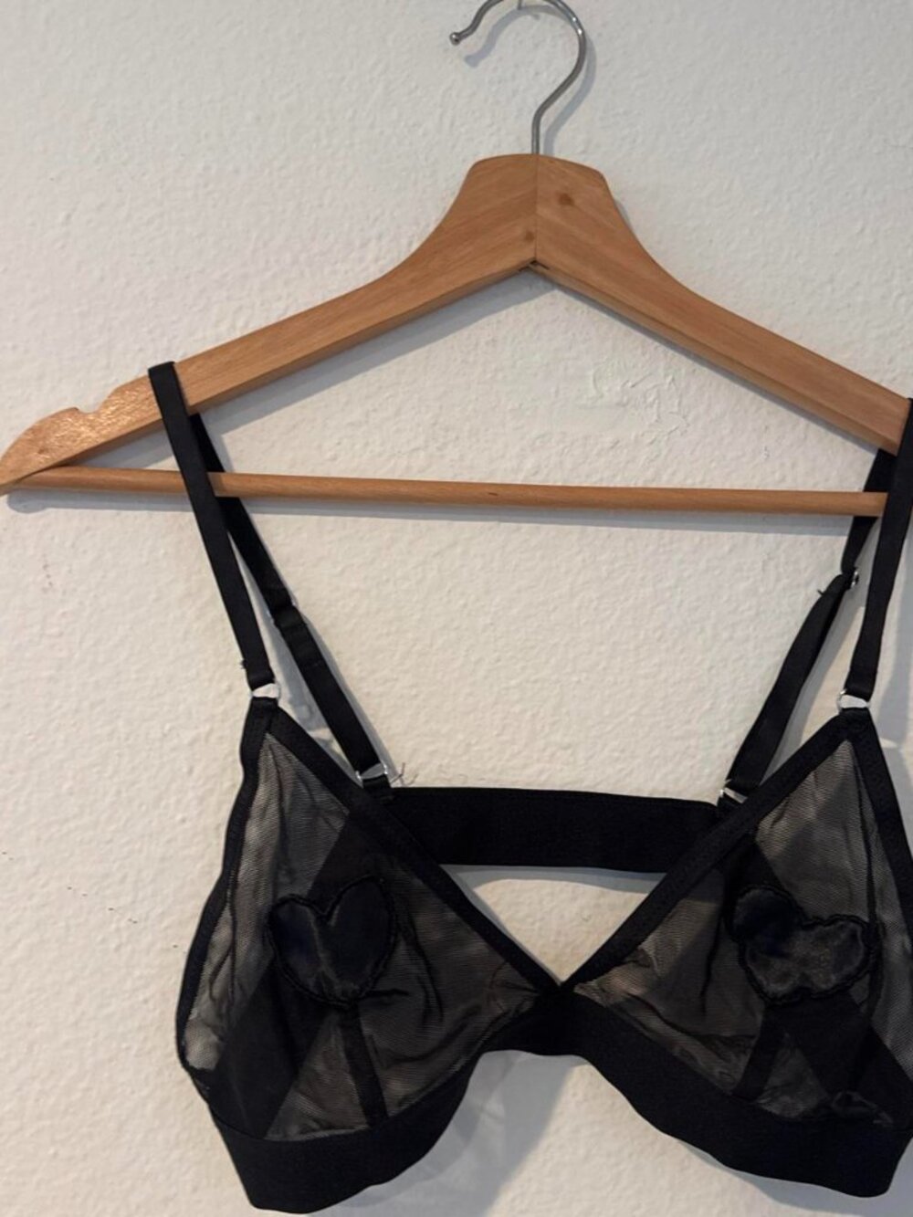 Black mesh bralette with heart-shaped cutout